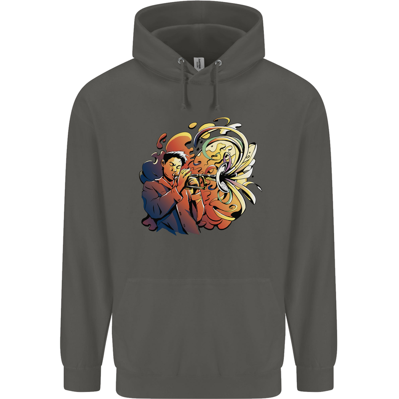 Tumpet Player Jazz Childrens Kids Hoodie Storm Grey