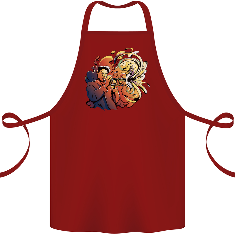 Tumpet Player Jazz Cotton Apron 100% Organic Maroon