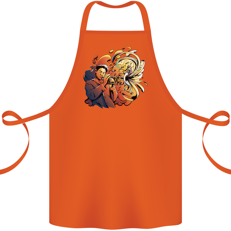 Tumpet Player Jazz Cotton Apron 100% Organic Orange