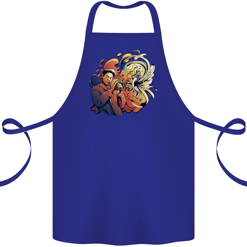 Tumpet Player Jazz Cotton Apron 100% Organic Royal Blue