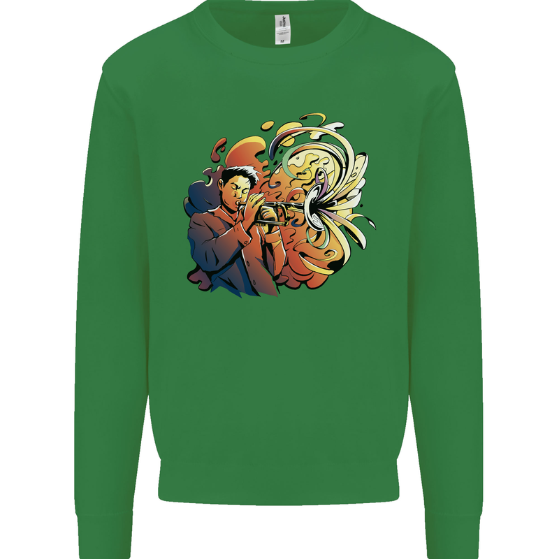 Tumpet Player Jazz Kids Sweatshirt Jumper Irish Green