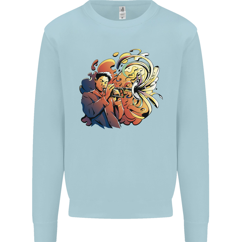 Tumpet Player Jazz Kids Sweatshirt Jumper Light Blue