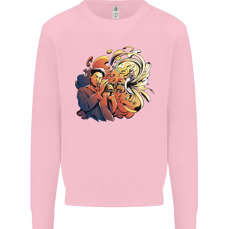 Tumpet Player Jazz Kids Sweatshirt Jumper Light Pink