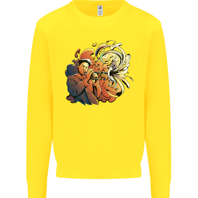 Tumpet Player Jazz Kids Sweatshirt Jumper Yellow