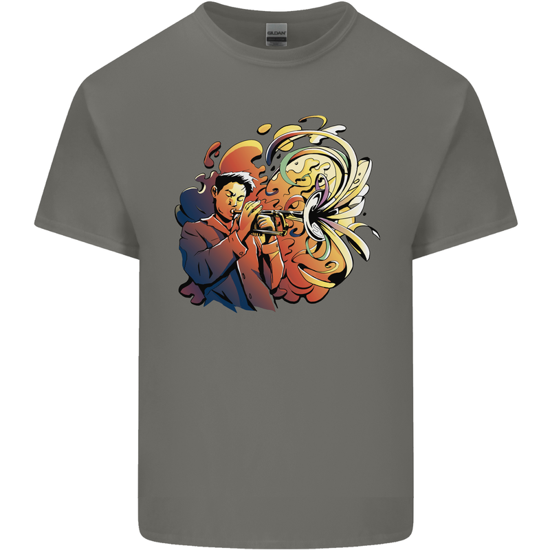 Tumpet Player Jazz Kids T-Shirt Childrens Charcoal