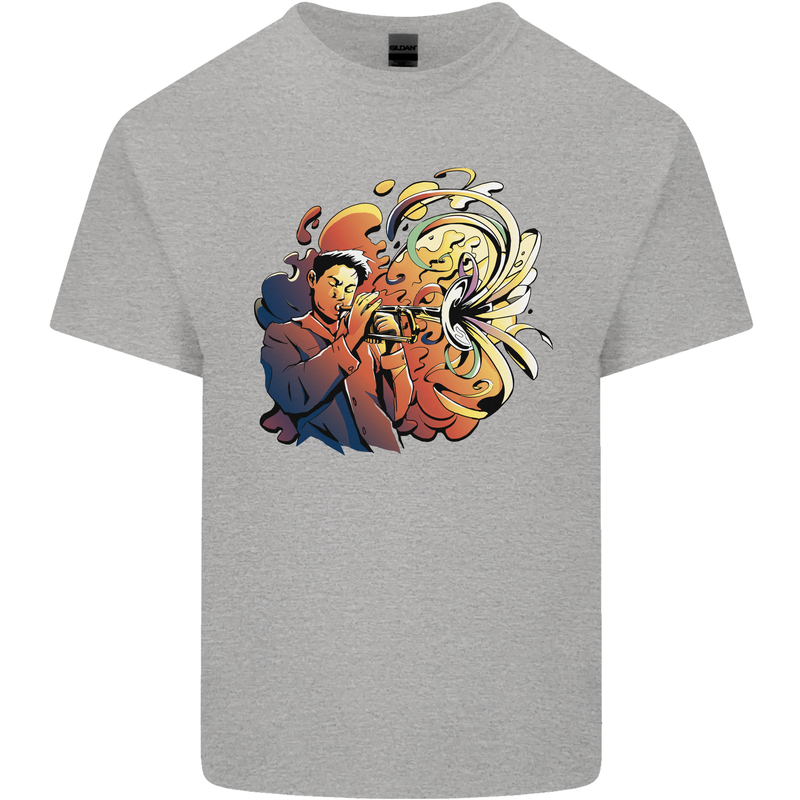 Tumpet Player Jazz Kids T-Shirt Childrens Sports Grey