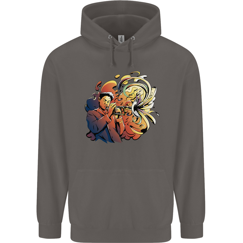 Tumpet Player Jazz Mens 80% Cotton Hoodie Charcoal