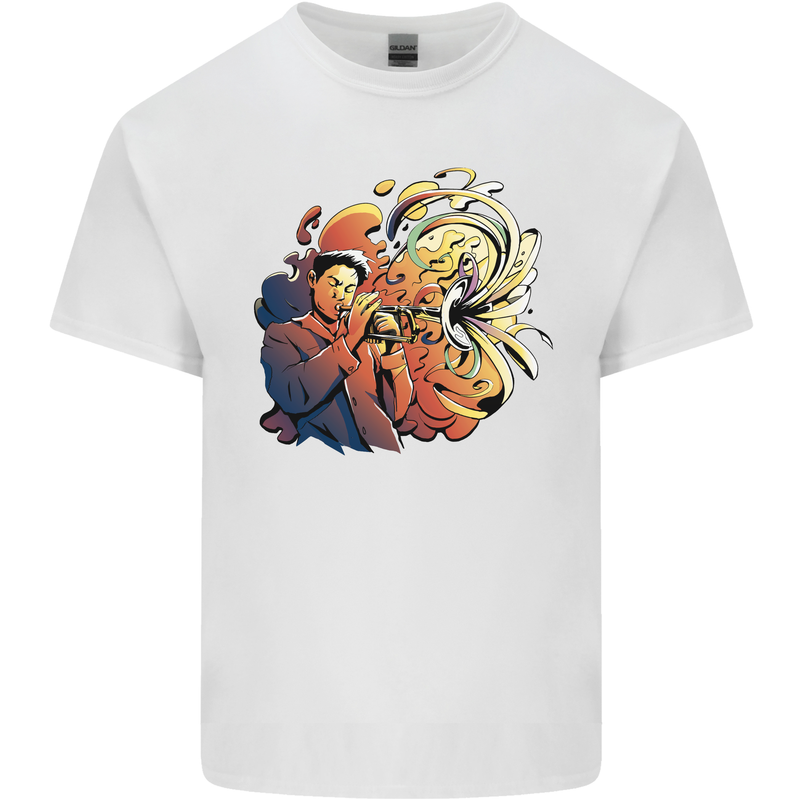 Tumpet Player Jazz Mens Cotton T-Shirt Tee Top White