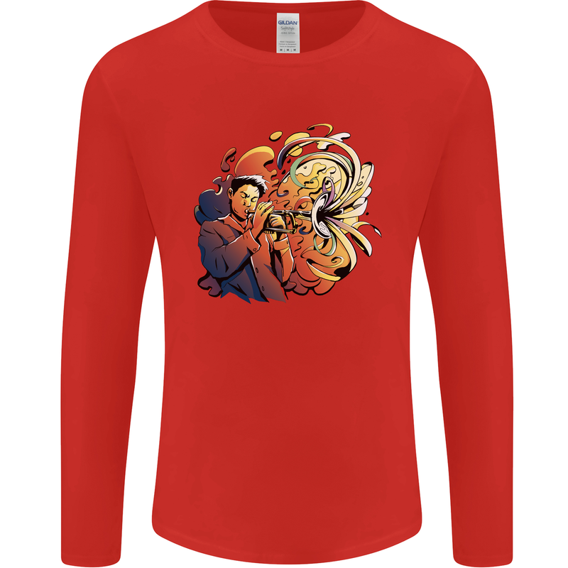 Tumpet Player Jazz Mens Long Sleeve T-Shirt Red