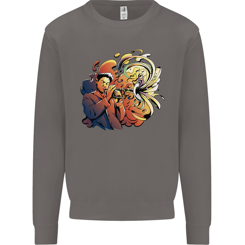 Tumpet Player Jazz Mens Sweatshirt Jumper Charcoal