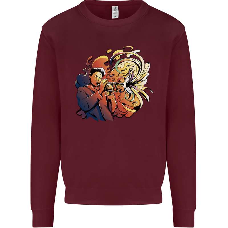 Tumpet Player Jazz Mens Sweatshirt Jumper Maroon