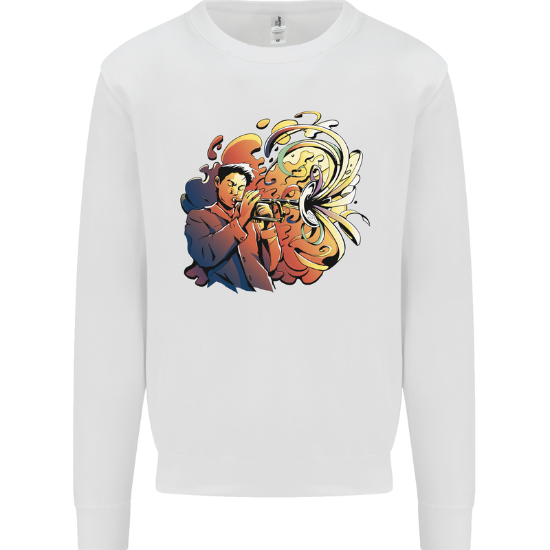 Tumpet Player Jazz Mens Sweatshirt Jumper White