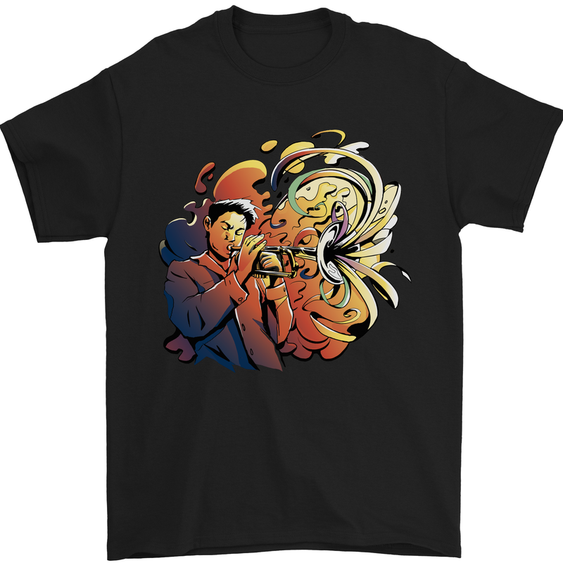 Tumpet Player Jazz Mens T-Shirt 100% Cotton Black
