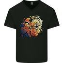 Tumpet Player Jazz Mens V-Neck Cotton T-Shirt Black