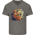 Tumpet Player Jazz Mens V-Neck Cotton T-Shirt Charcoal