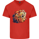 Tumpet Player Jazz Mens V-Neck Cotton T-Shirt Red