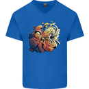 Tumpet Player Jazz Mens V-Neck Cotton T-Shirt Royal Blue