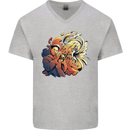 Tumpet Player Jazz Mens V-Neck Cotton T-Shirt Sports Grey