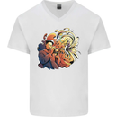 Tumpet Player Jazz Mens V-Neck Cotton T-Shirt White