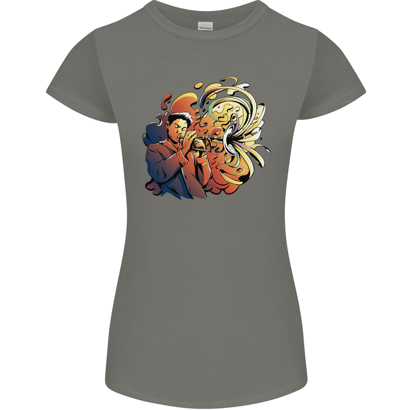 Tumpet Player Jazz Womens Petite Cut T-Shirt Charcoal