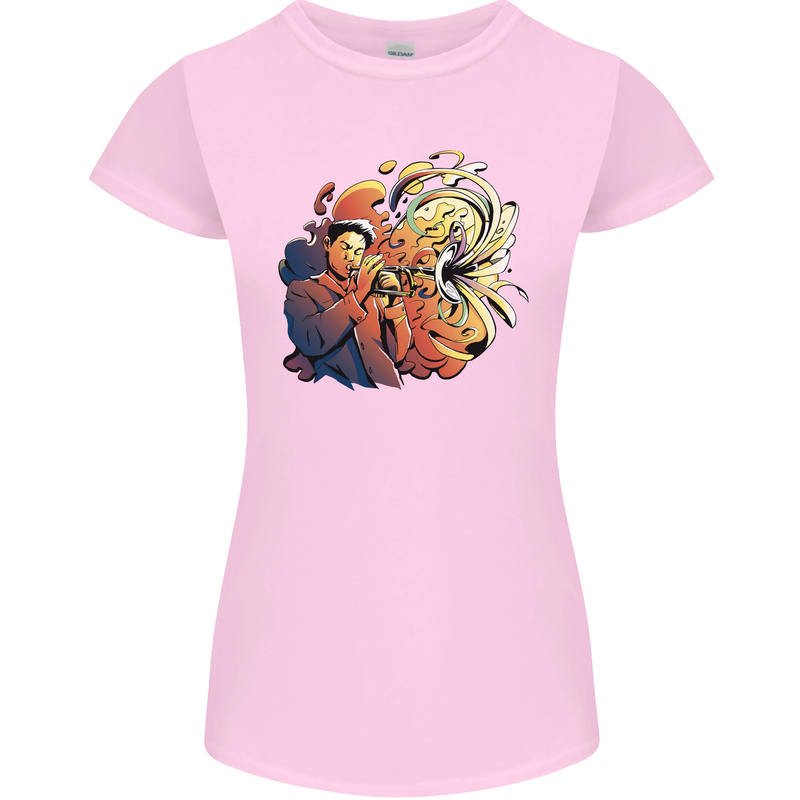 Tumpet Player Jazz Womens Petite Cut T-Shirt Light Pink