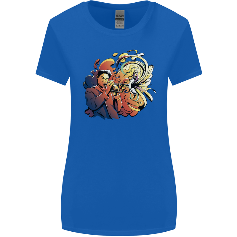 Tumpet Player Jazz Womens Wider Cut T-Shirt Royal Blue