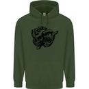 Turbo Skull Car Enthusiast Engine Drifting Childrens Kids Hoodie Forest Green