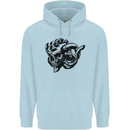 Turbo Skull Car Enthusiast Engine Drifting Childrens Kids Hoodie Light Blue