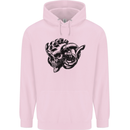 Turbo Skull Car Enthusiast Engine Drifting Childrens Kids Hoodie Light Pink
