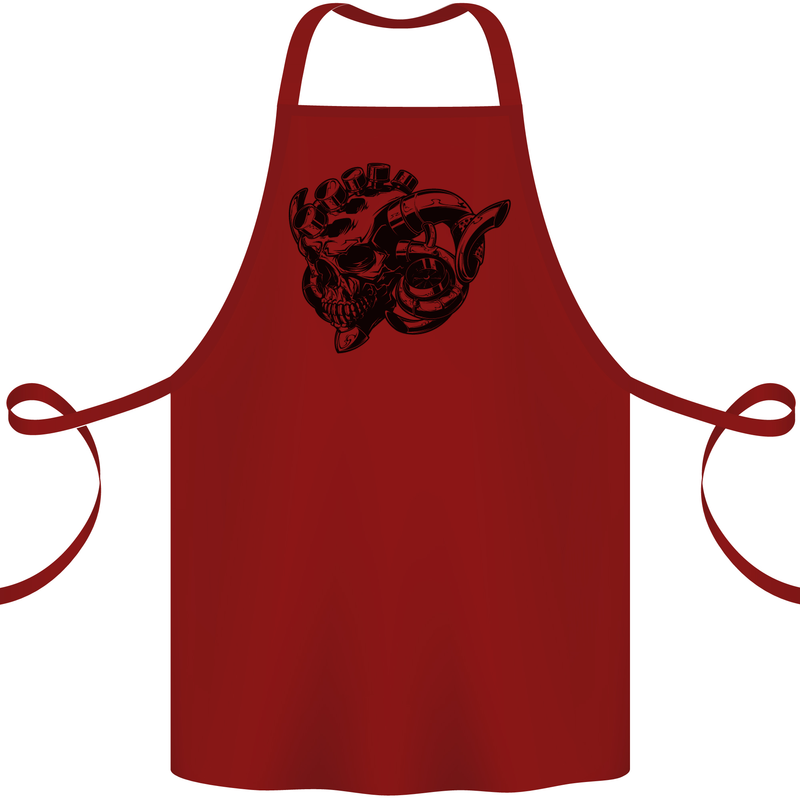 Turbo Skull Car Enthusiast Engine Drifting Cotton Apron 100% Organic Maroon