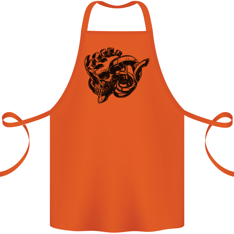 Turbo Skull Car Enthusiast Engine Drifting Cotton Apron 100% Organic Orange