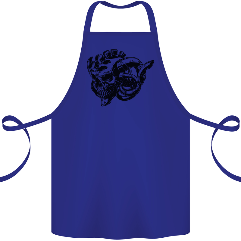 Turbo Skull Car Enthusiast Engine Drifting Cotton Apron 100% Organic Royal Blue