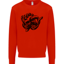 Turbo Skull Car Enthusiast Engine Drifting Kids Sweatshirt Jumper Bright Red