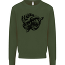 Turbo Skull Car Enthusiast Engine Drifting Kids Sweatshirt Jumper Forest Green