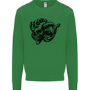 Turbo Skull Car Enthusiast Engine Drifting Kids Sweatshirt Jumper Irish Green