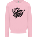 Turbo Skull Car Enthusiast Engine Drifting Kids Sweatshirt Jumper Light Pink
