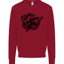 Turbo Skull Car Enthusiast Engine Drifting Kids Sweatshirt Jumper Red