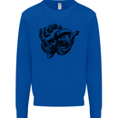 Turbo Skull Car Enthusiast Engine Drifting Kids Sweatshirt Jumper Royal Blue