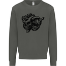 Turbo Skull Car Enthusiast Engine Drifting Kids Sweatshirt Jumper Storm Grey