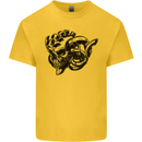 Turbo Skull Car Enthusiast Engine Drifting Kids T-Shirt Childrens Yellow