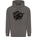 Turbo Skull Car Enthusiast Engine Drifting Mens 80% Cotton Hoodie Charcoal