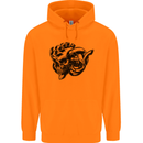 Turbo Skull Car Enthusiast Engine Drifting Mens 80% Cotton Hoodie Orange