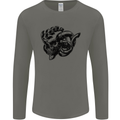 Turbo Skull Car Enthusiast Engine Drifting Mens Long Sleeve T-Shirt Charcoal