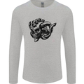 Turbo Skull Car Enthusiast Engine Drifting Mens Long Sleeve T-Shirt Sports Grey