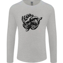 Turbo Skull Car Enthusiast Engine Drifting Mens Long Sleeve T-Shirt Sports Grey