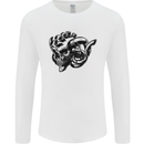 Turbo Skull Car Enthusiast Engine Drifting Mens Long Sleeve T-Shirt White