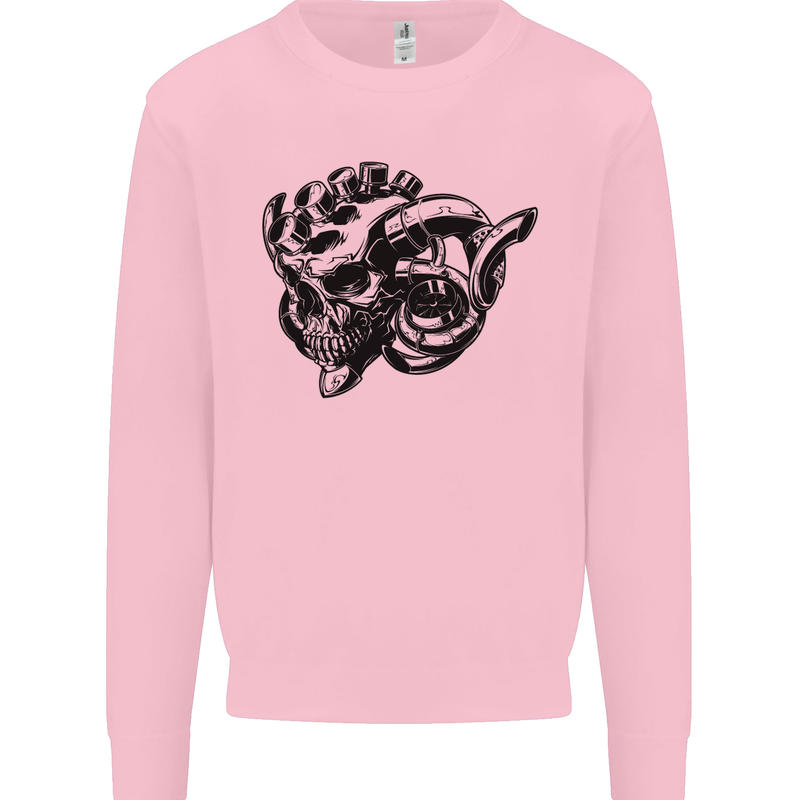 Turbo Skull Car Enthusiast Engine Drifting Mens Sweatshirt Jumper Light Pink