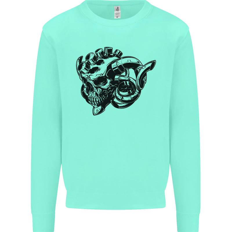 Turbo Skull Car Enthusiast Engine Drifting Mens Sweatshirt Jumper Peppermint