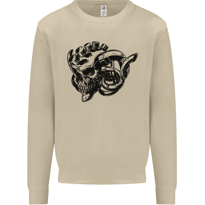Turbo Skull Car Enthusiast Engine Drifting Mens Sweatshirt Jumper Sand