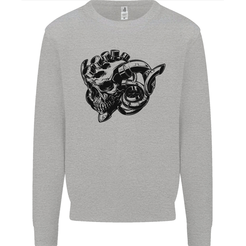 Turbo Skull Car Enthusiast Engine Drifting Mens Sweatshirt Jumper Sports Grey